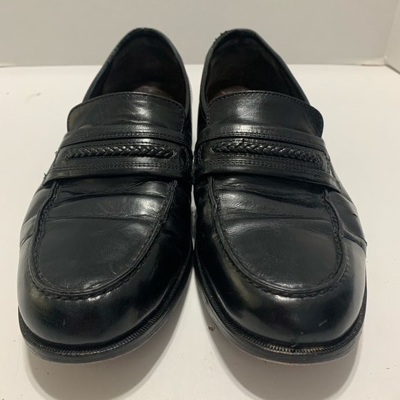 Nunn Bush Men’s Black Leather Braided Slip-On Loafers - Picture 1 of 14